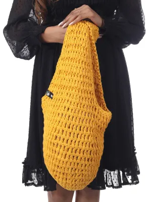 Golden Crochet Beach Tote