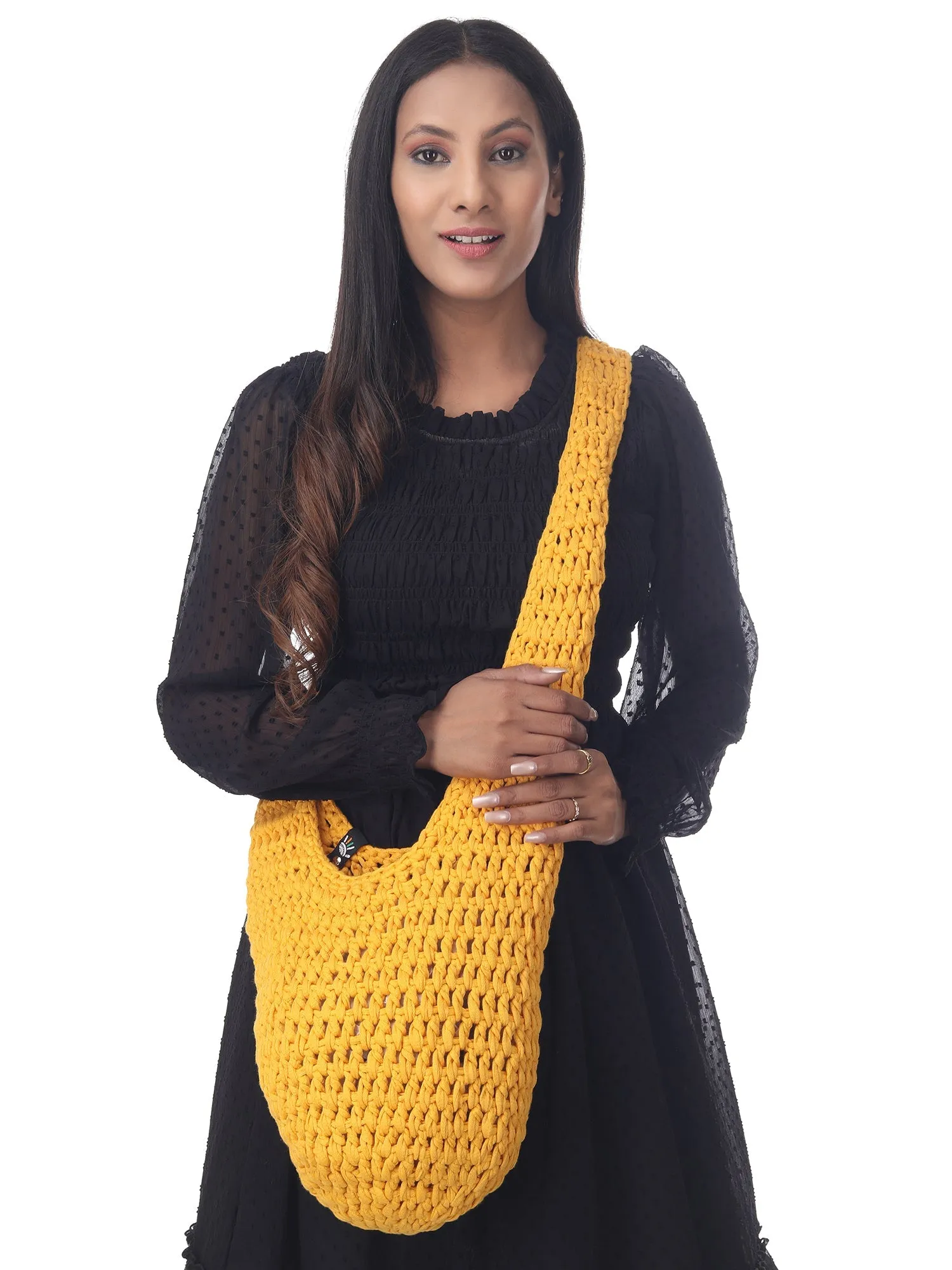 Golden Crochet Beach Tote
