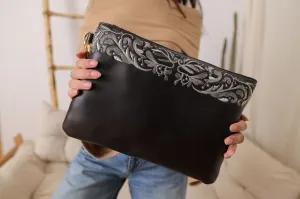 Golden Threads Clutch - Brown