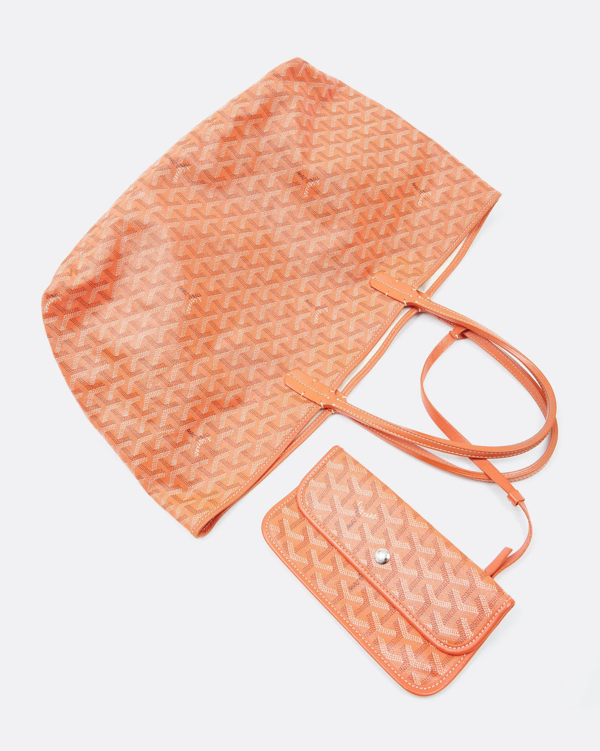 Goyard Orange Canvas St.Louis PM Tote Bag W/Pouch