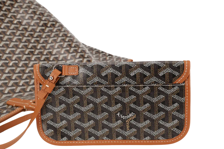 GOYARD SAINT LOUIS GM BAG BLACK AND TAN COLOR WITH DUST COVER