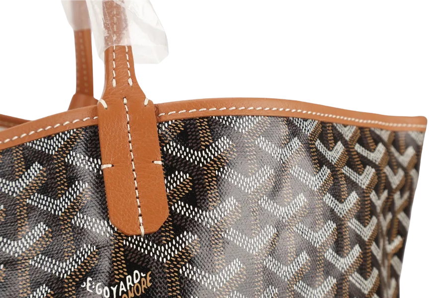 GOYARD SAINT LOUIS GM BAG BLACK AND TAN COLOR WITH DUST COVER
