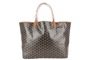 GOYARD SAINT LOUIS GM BAG BLACK AND TAN COLOR WITH DUST COVER