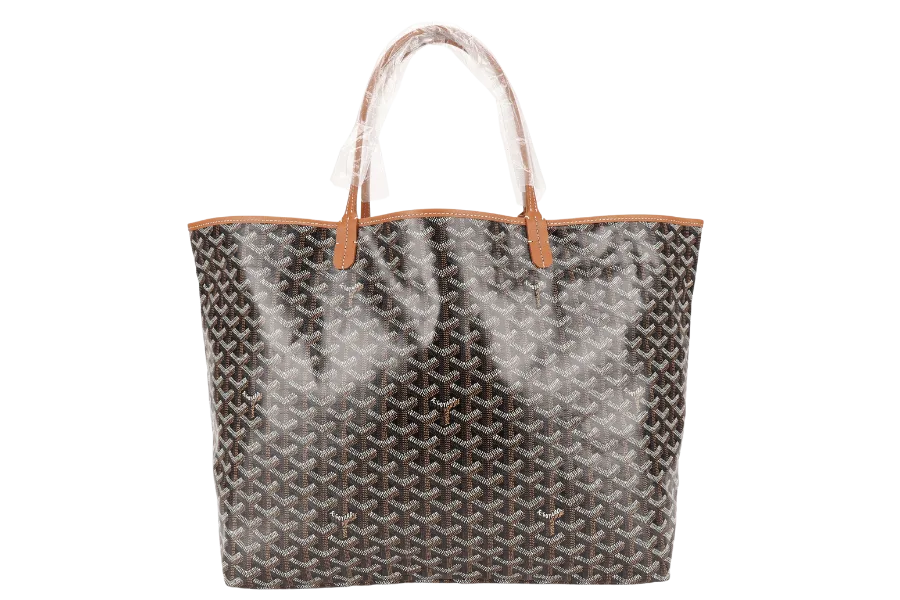 GOYARD SAINT LOUIS GM BAG BLACK AND TAN COLOR WITH DUST COVER