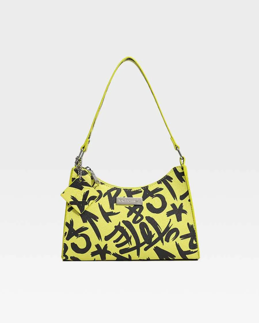 Graffiti Shoulder Bag in Yellow