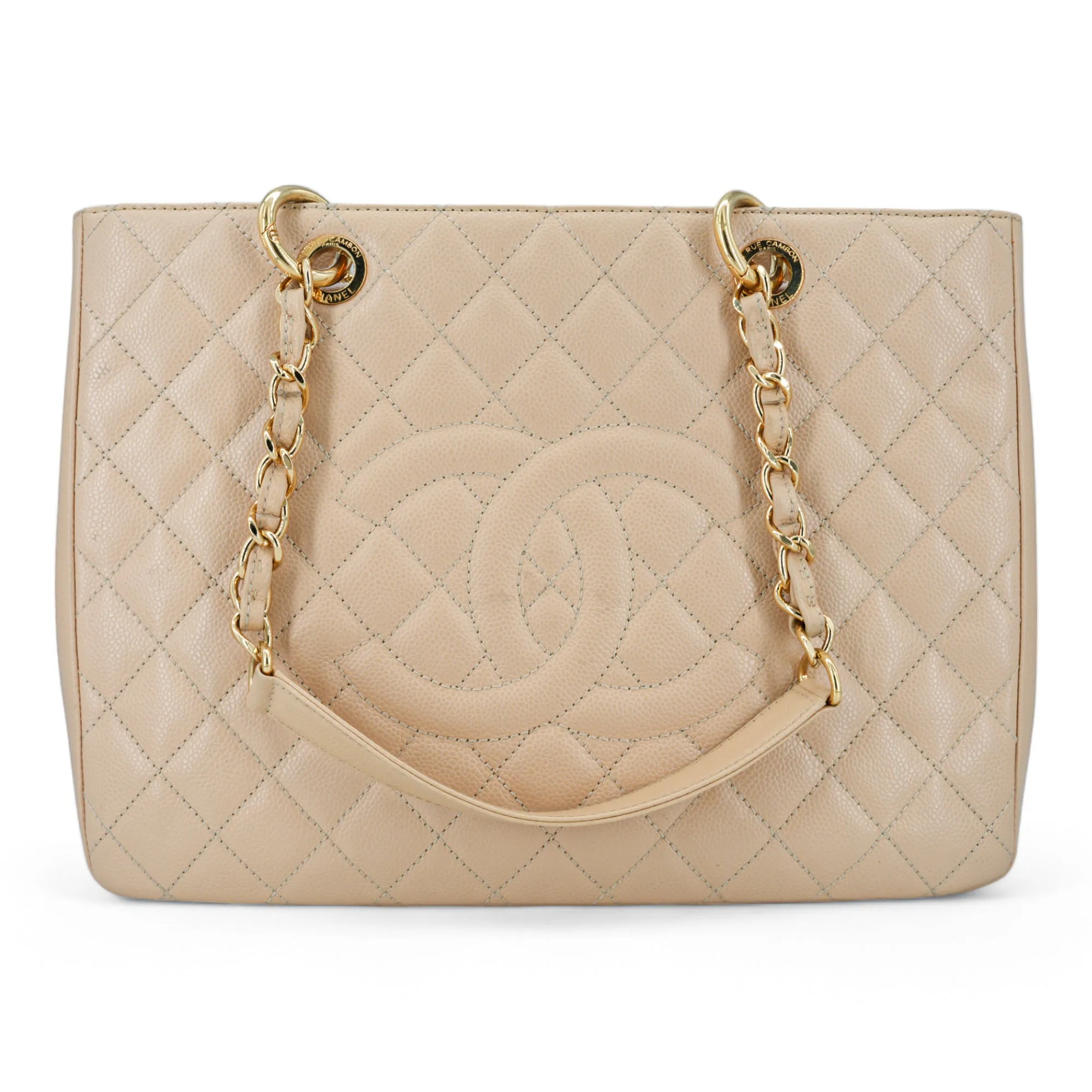 Grand Shopping Tote GST in Beige Caviar