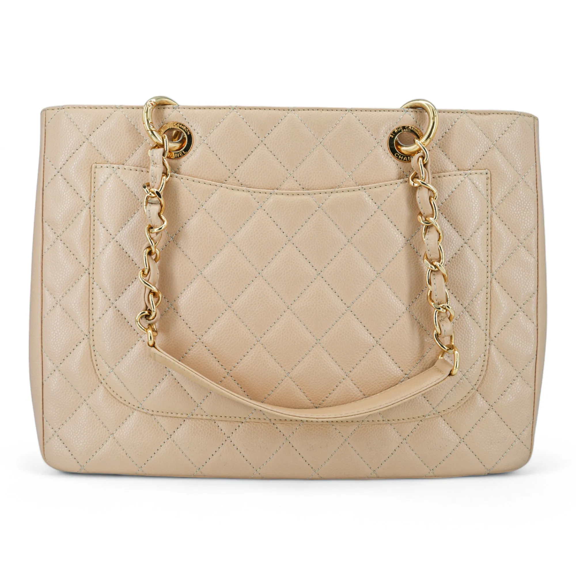 Grand Shopping Tote GST in Beige Caviar