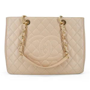 Grand Shopping Tote GST in Beige Caviar