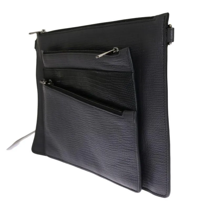 Gray Lizard Leather Wristlet Messenger Bag