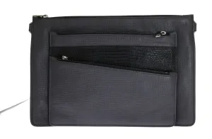 Gray Lizard Leather Wristlet Messenger Bag
