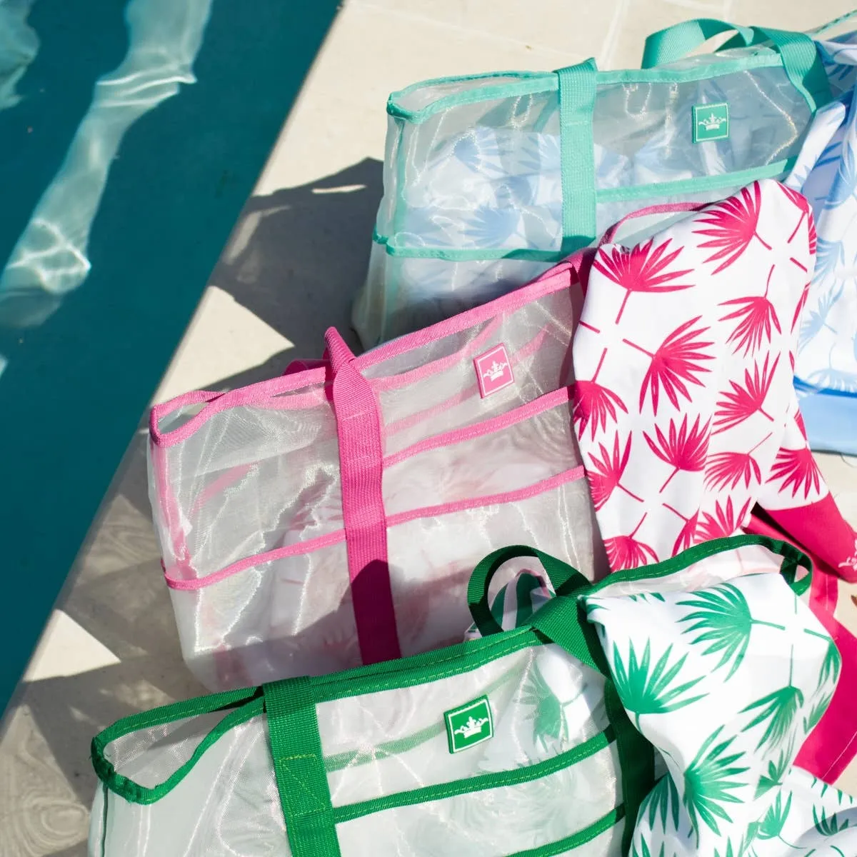 Grayton Beach Tote   White/Emerald   16.5x15x8.5