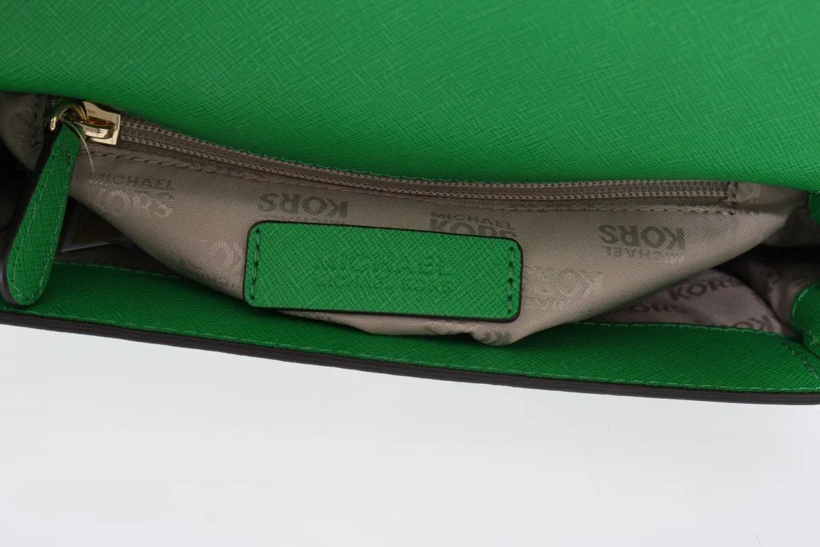 Green DILLON Studded Leather Messenger Bag