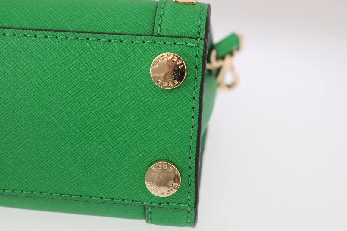 Green DILLON Studded Leather Messenger Bag