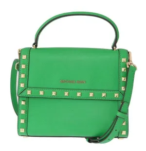 Green DILLON Studded Leather Messenger Bag