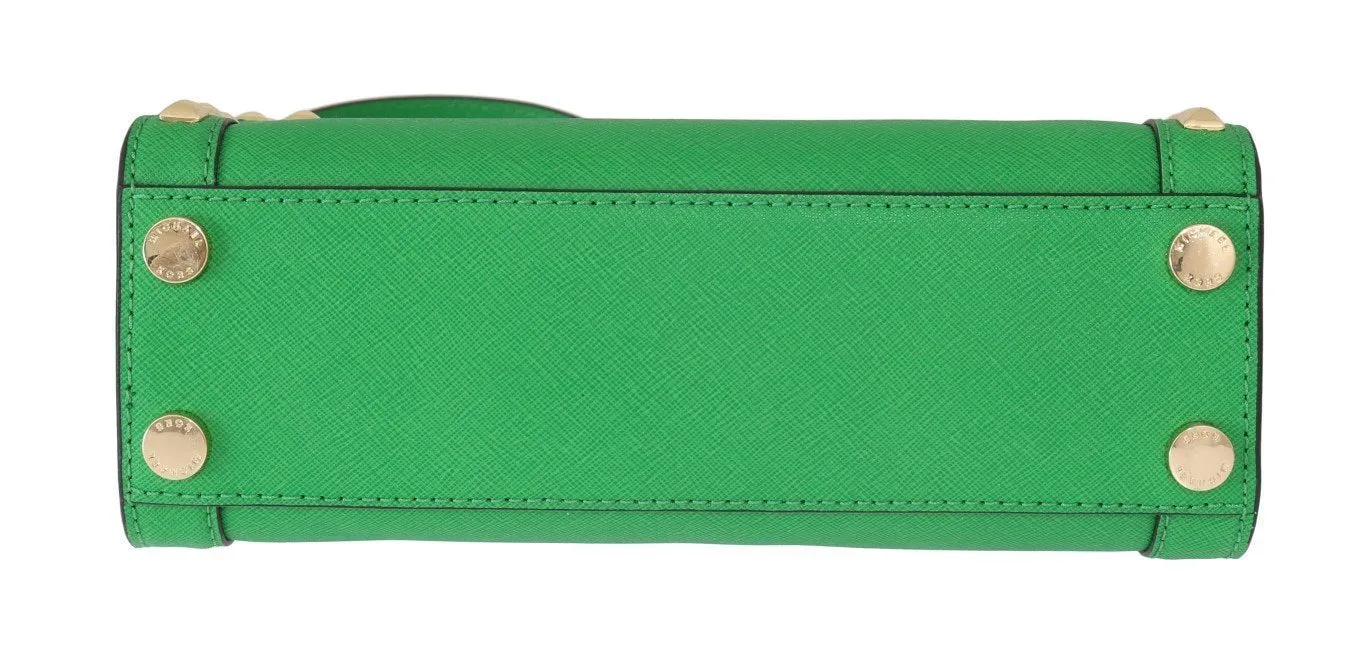 Green DILLON Studded Leather Messenger Bag