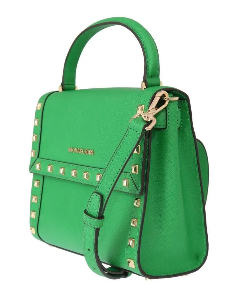 Green DILLON Studded Leather Messenger Bag