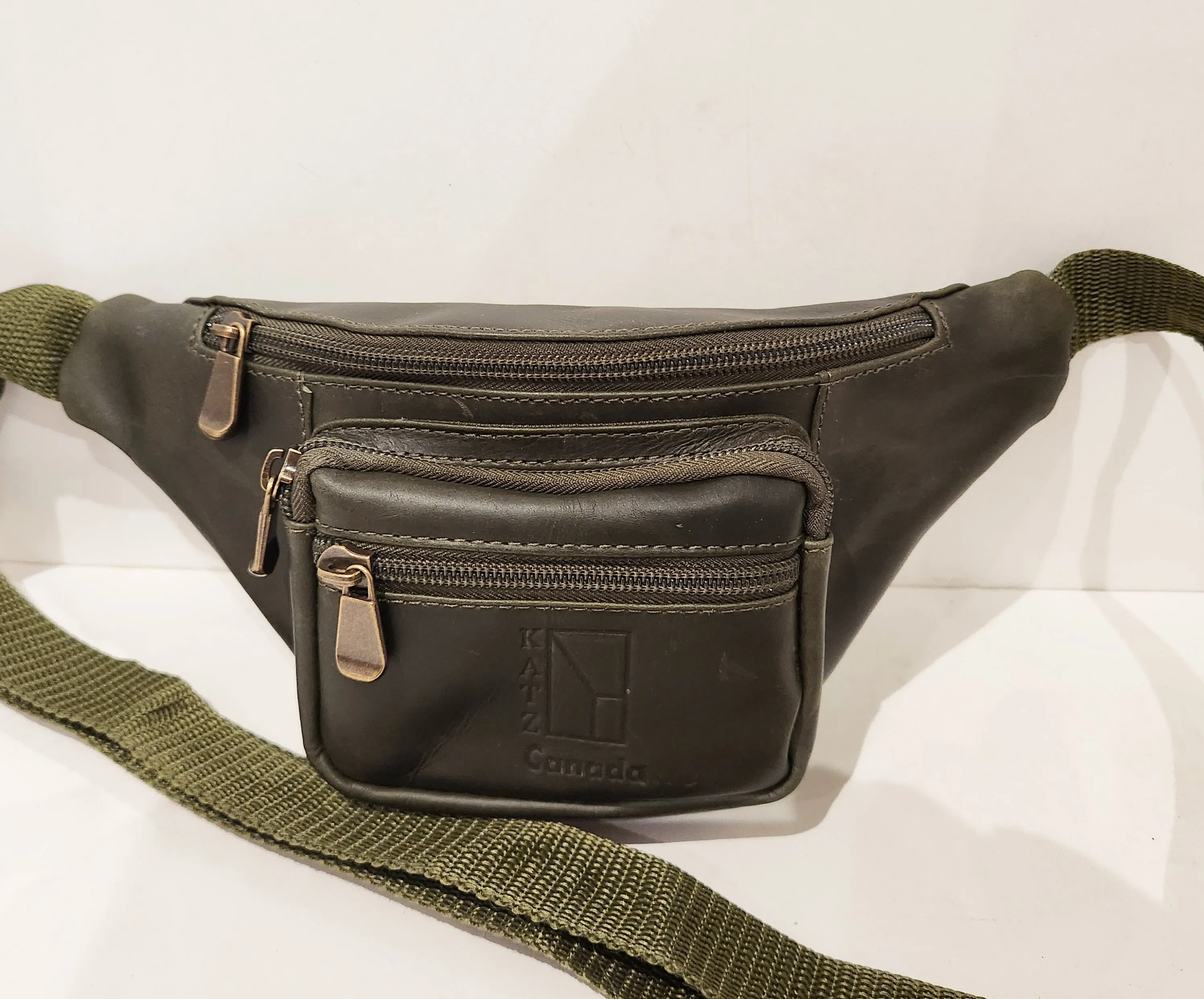 Green Leather Fanny Pack