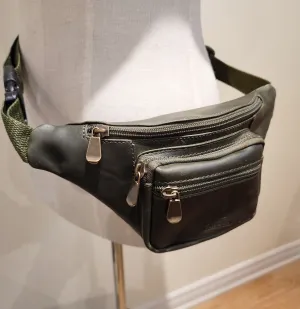 Green Leather Fanny Pack
