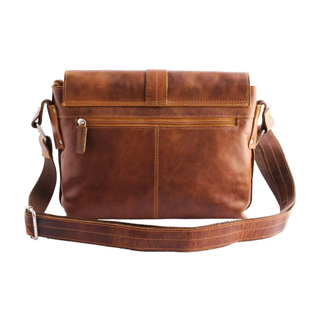 Greenwood Vintage Leather Messenger Bag - Camel