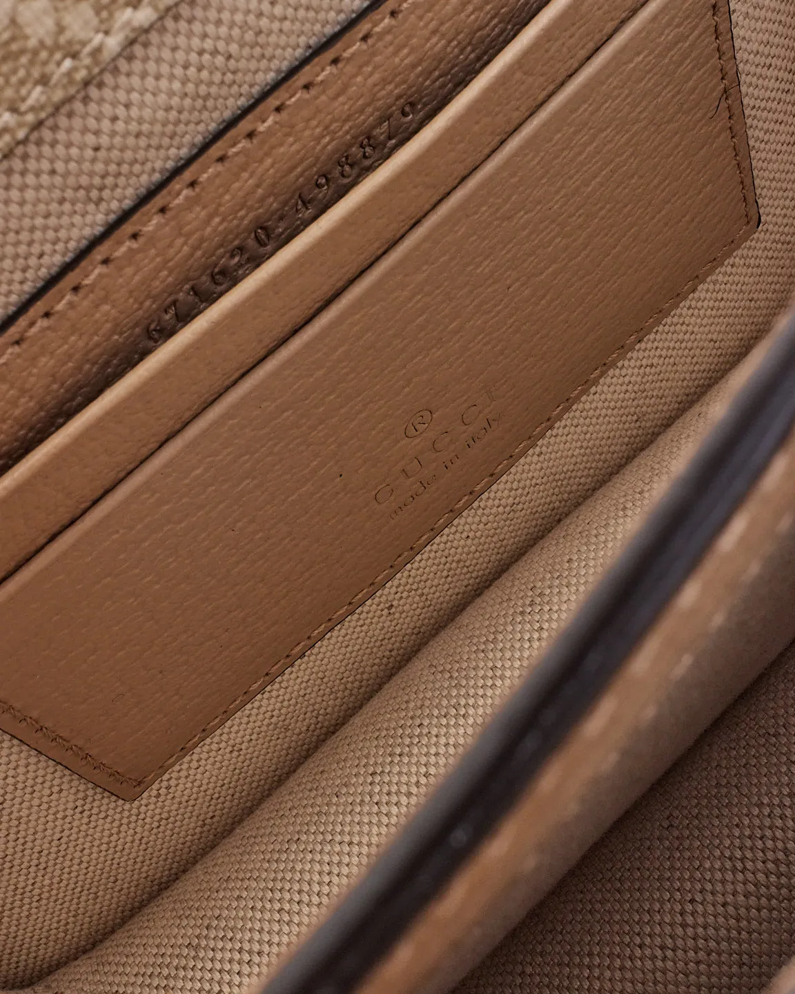 Gucci Beige & White GG Supreme Canvas Interlocking G Mini Shoulder Bag