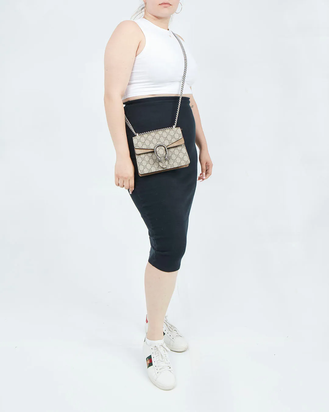 Gucci Beige Canvas & Suede Mini Dionysus Chain Bag