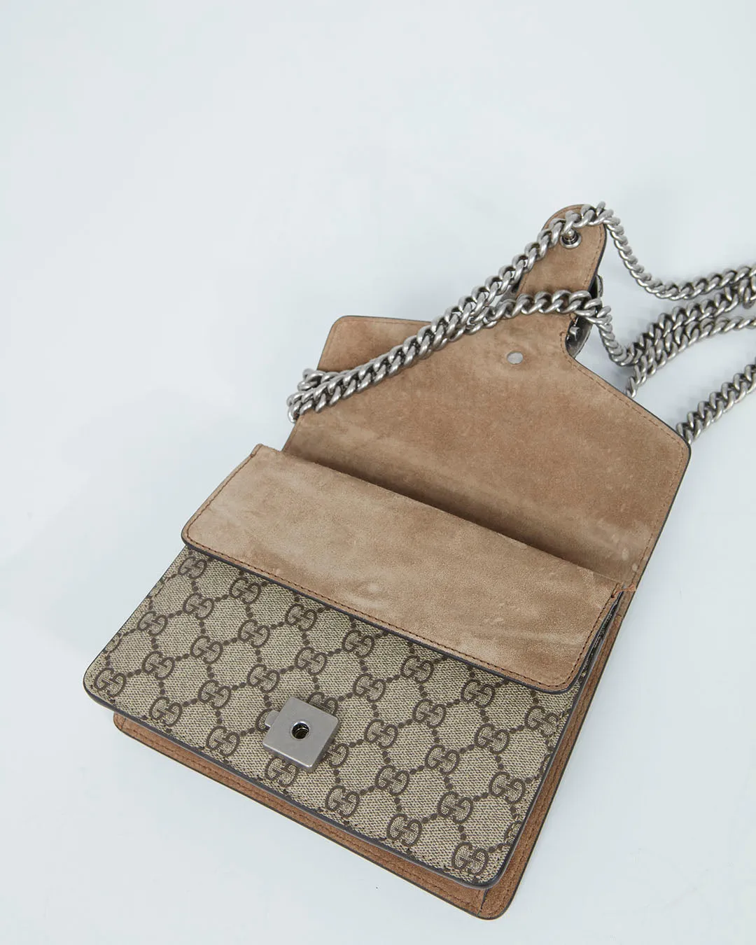 Gucci Beige Canvas & Suede Mini Dionysus Chain Bag