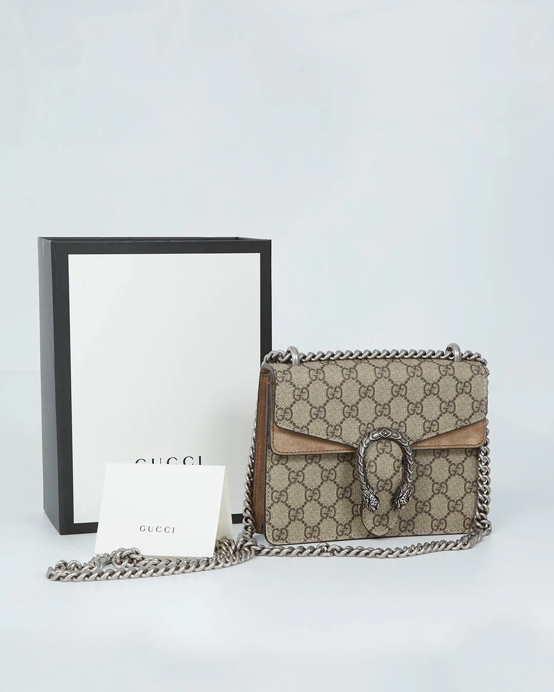 Gucci Beige Canvas & Suede Mini Dionysus Chain Bag