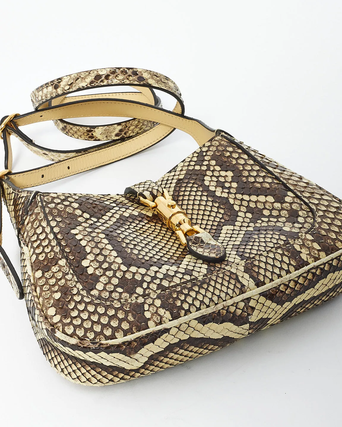 Gucci Beige/Brown Python Skin Leather Mini Jackie 1961 Bag