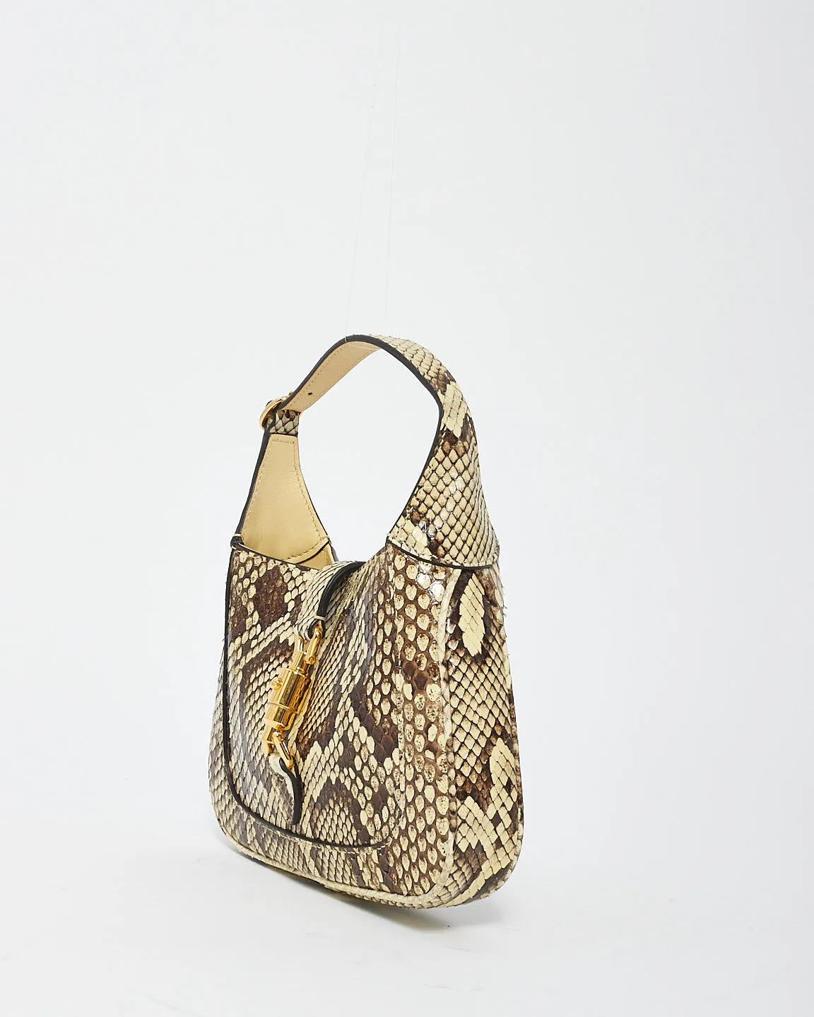 Gucci Beige/Brown Python Skin Leather Mini Jackie 1961 Bag