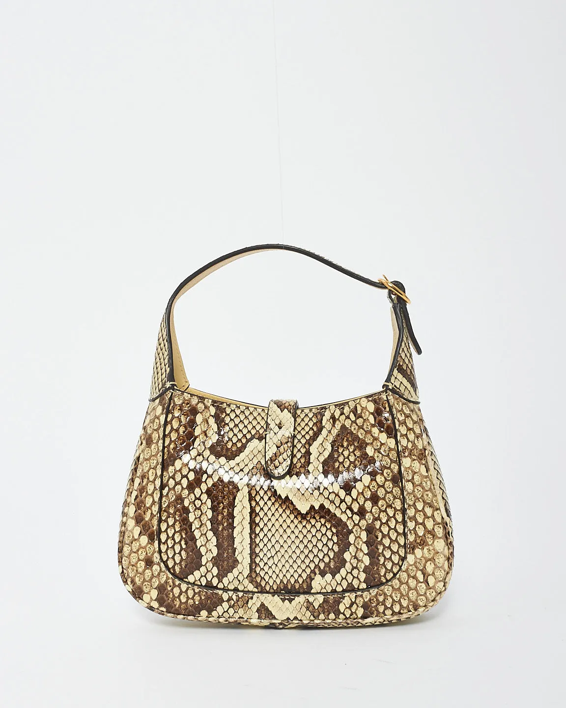 Gucci Beige/Brown Python Skin Leather Mini Jackie 1961 Bag