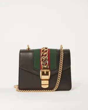 Gucci Black Calfskin Sylvie Mini Shoulder Bag