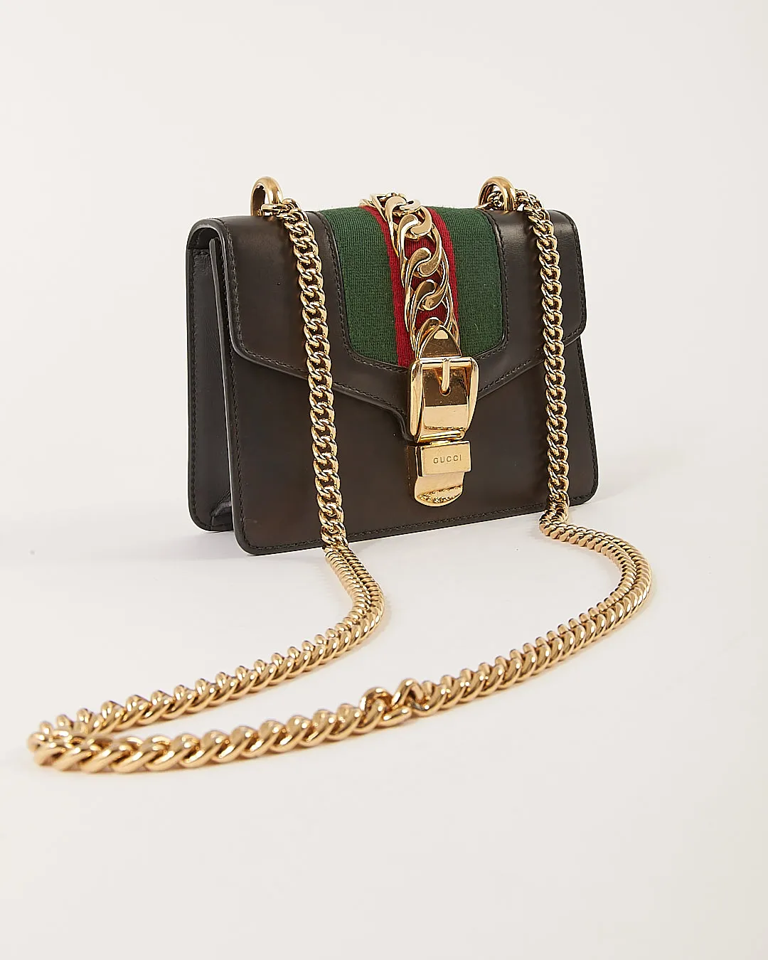 Gucci Black Calfskin Sylvie Mini Shoulder Bag