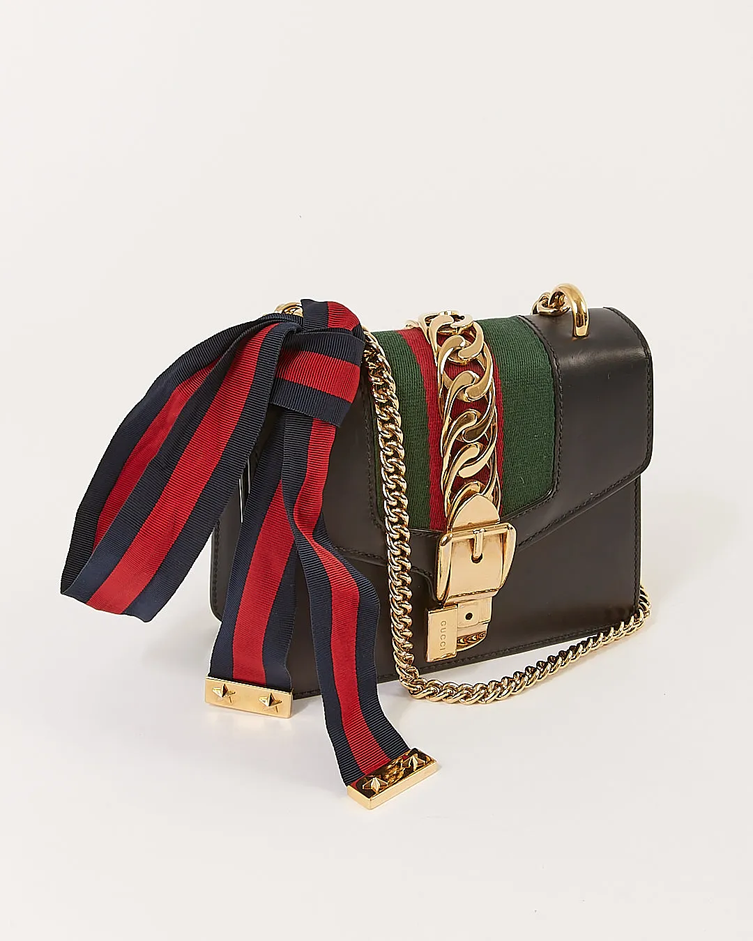 Gucci Black Calfskin Sylvie Mini Shoulder Bag