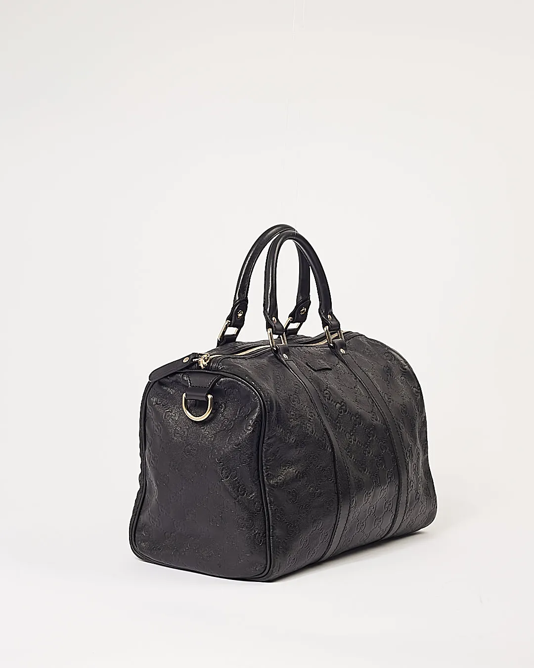 Gucci Black Leather GG Guccissima Boston Bag