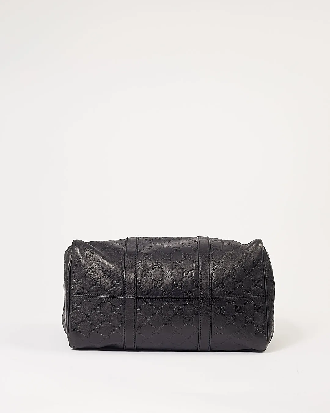 Gucci Black Leather GG Guccissima Boston Bag