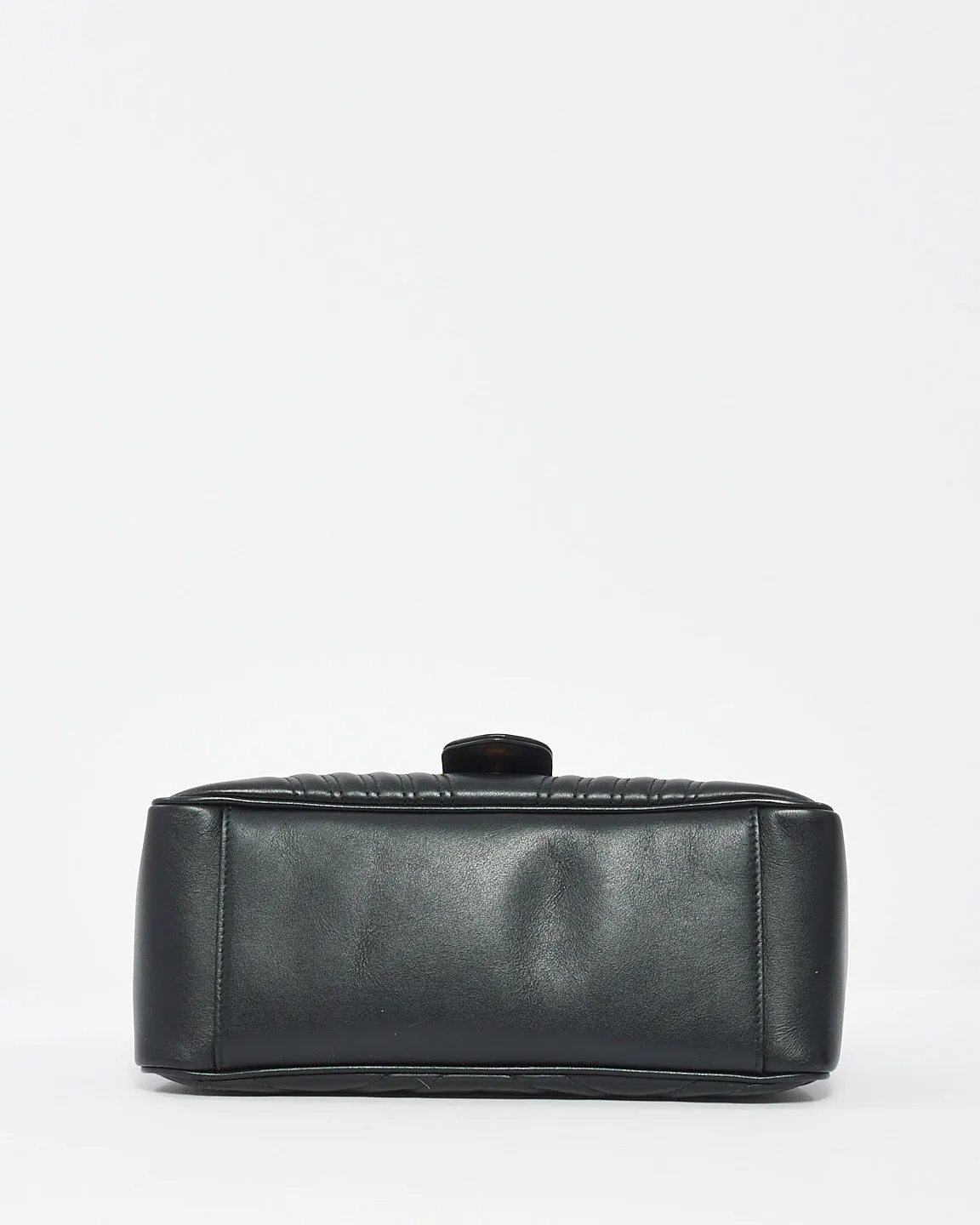 Gucci Black Matelssé Leather GG Marmont Small Top Handle Bag