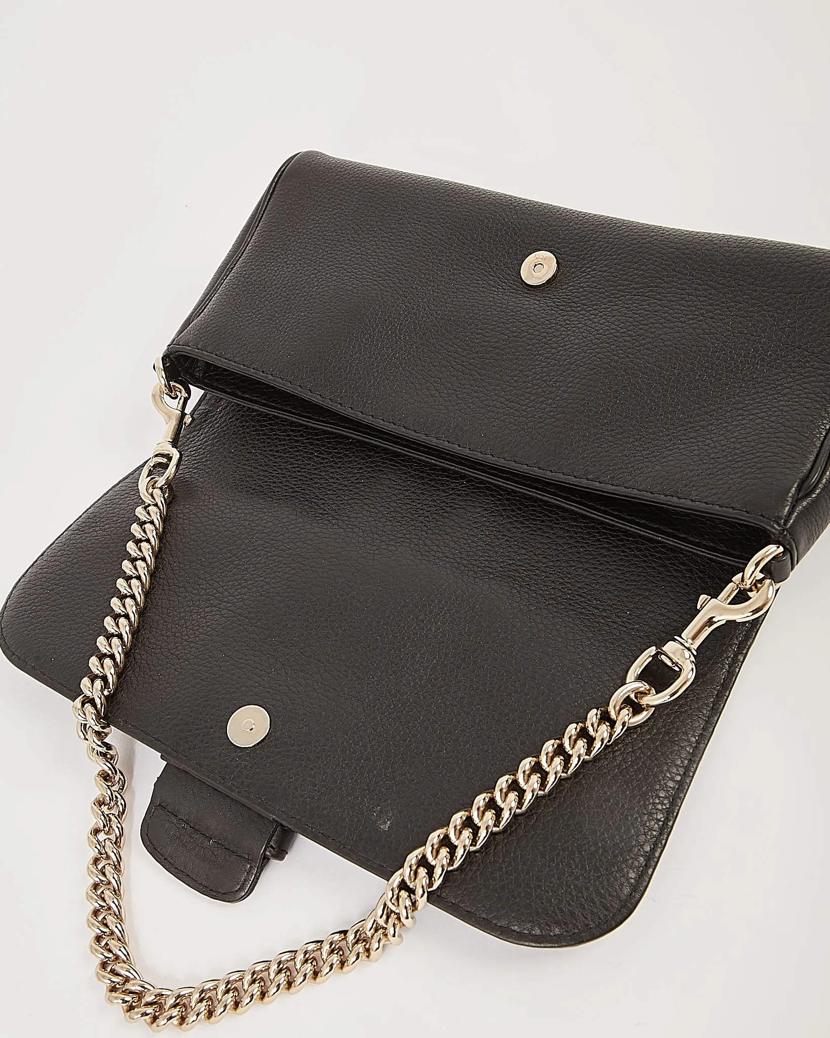 Gucci Black Pebbled Leather Chain Shoulder Bag