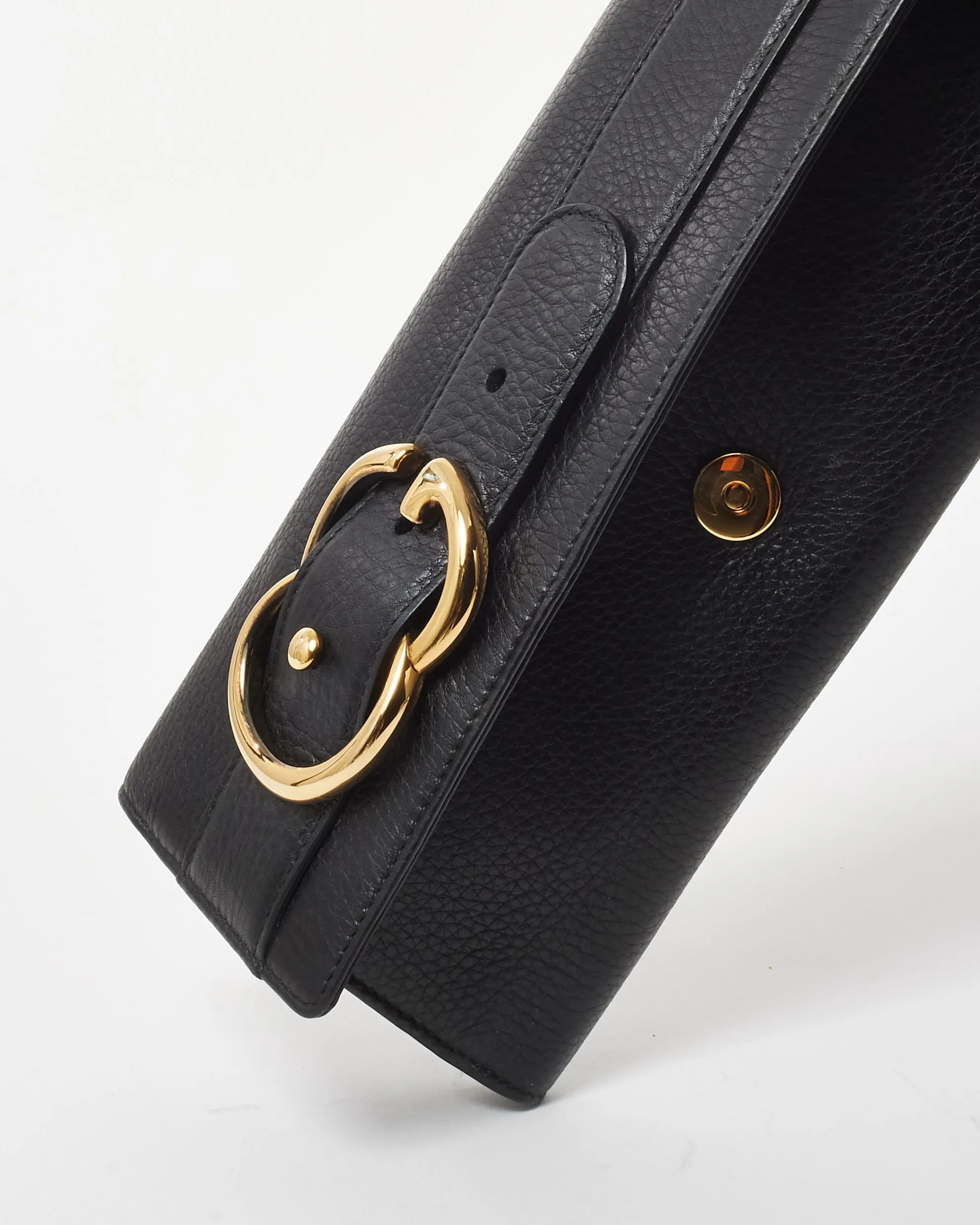 Gucci Black Pebbled Leather Romy Clutch
