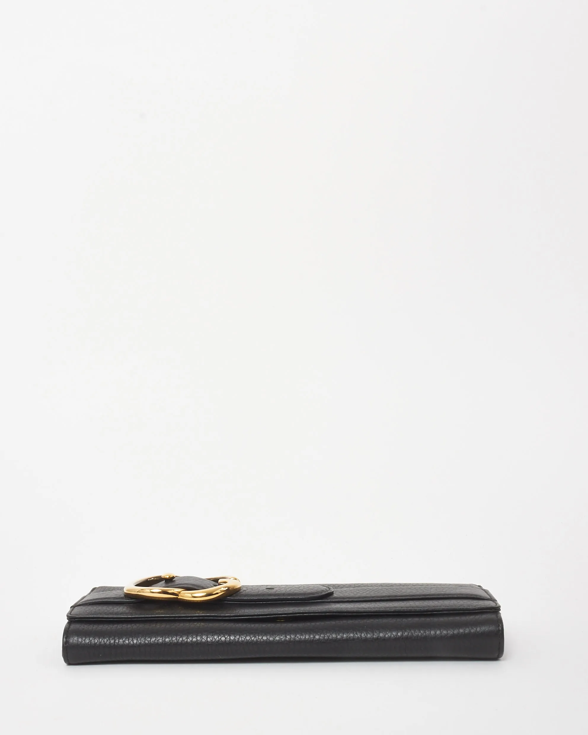 Gucci Black Pebbled Leather Romy Clutch