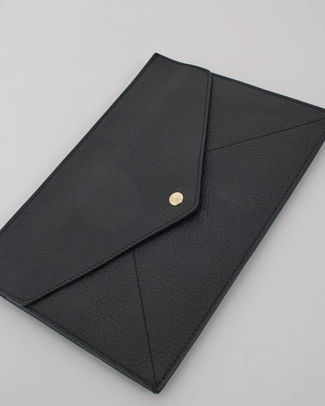 Gucci Black Pebbled Leather Soho Envelope Pouch Clutch