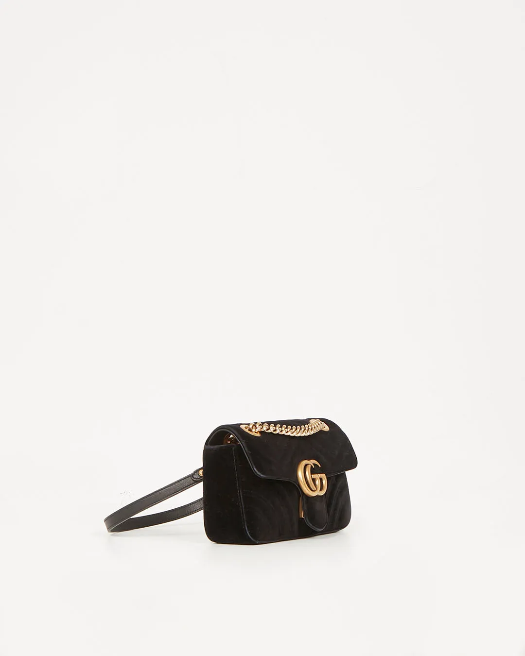 Gucci Black Velvet Mini Marmont 2.0 Shoulder Bag