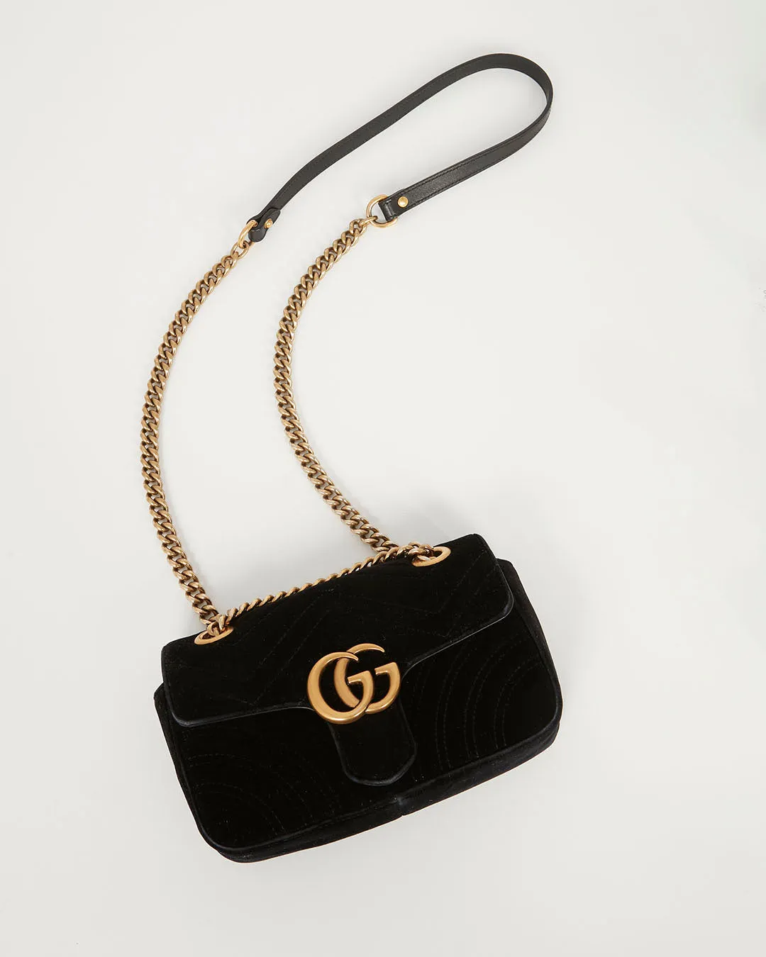 Gucci Black Velvet Mini Marmont 2.0 Shoulder Bag