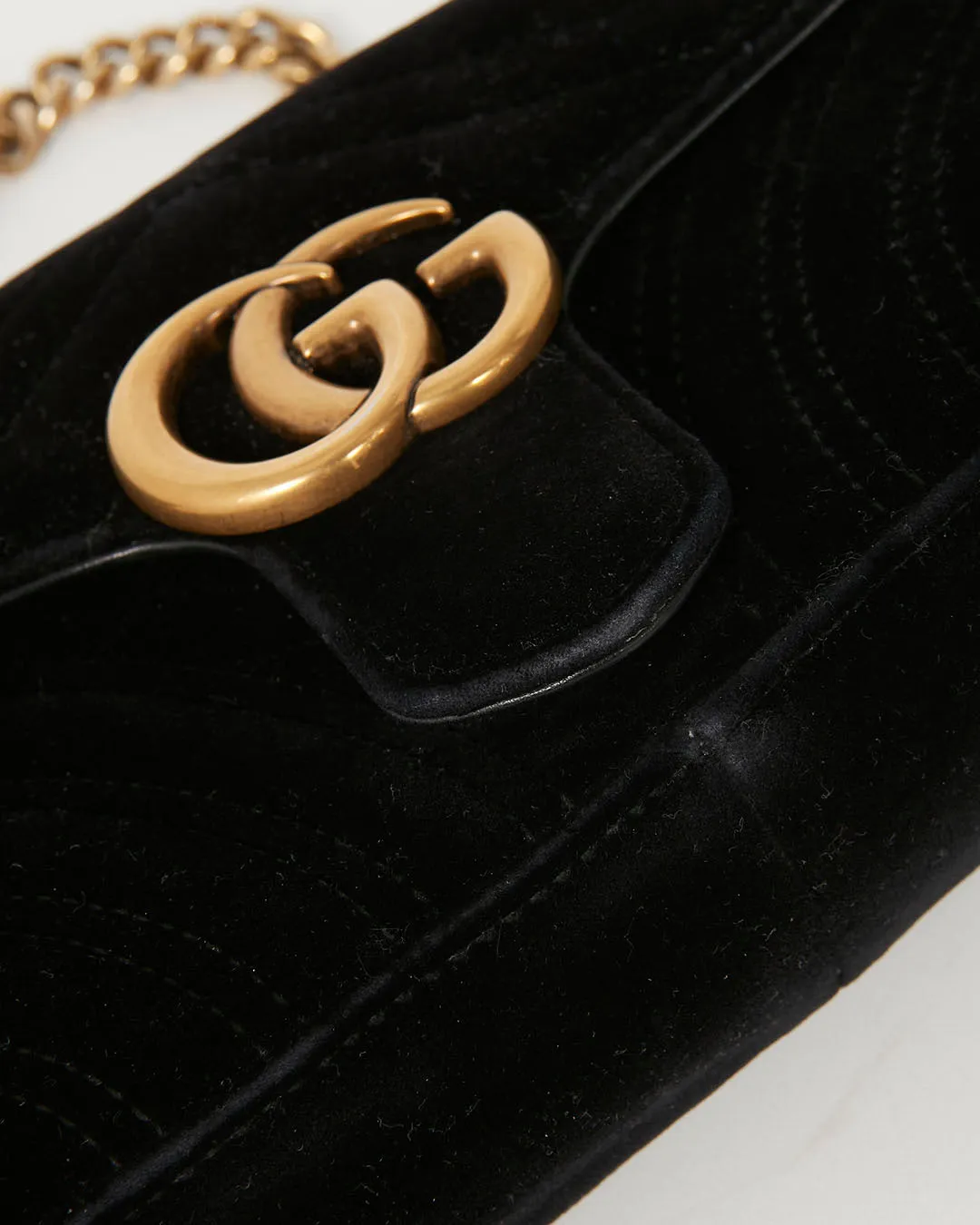 Gucci Black Velvet Mini Marmont 2.0 Shoulder Bag
