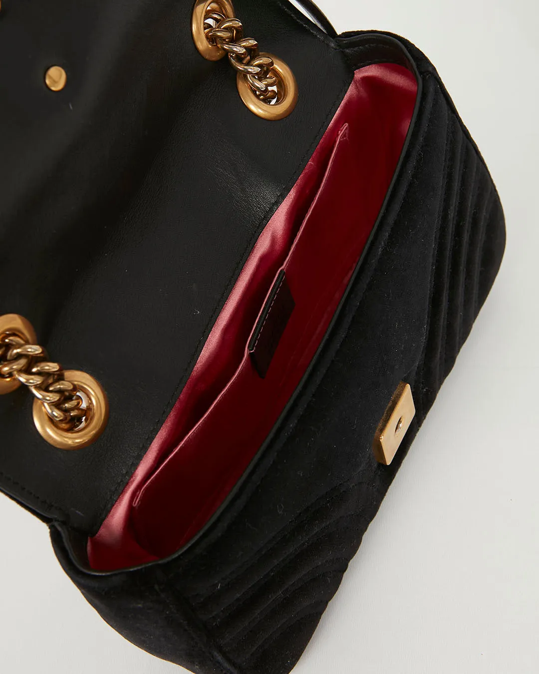 Gucci Black Velvet Mini Marmont 2.0 Shoulder Bag
