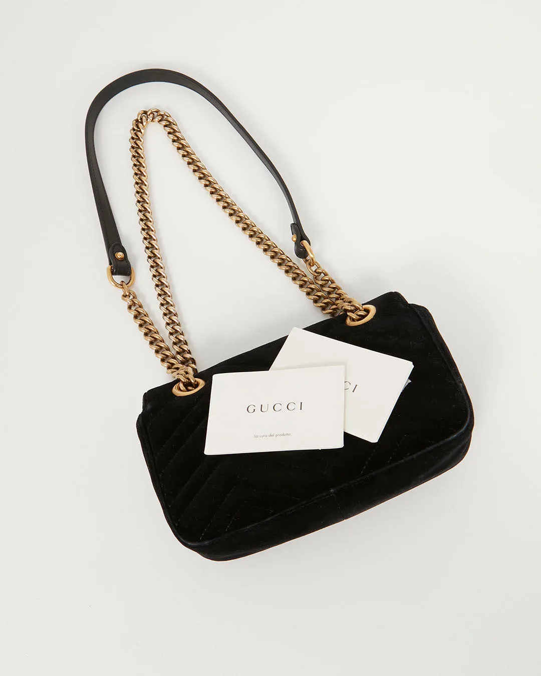 Gucci Black Velvet Mini Marmont 2.0 Shoulder Bag