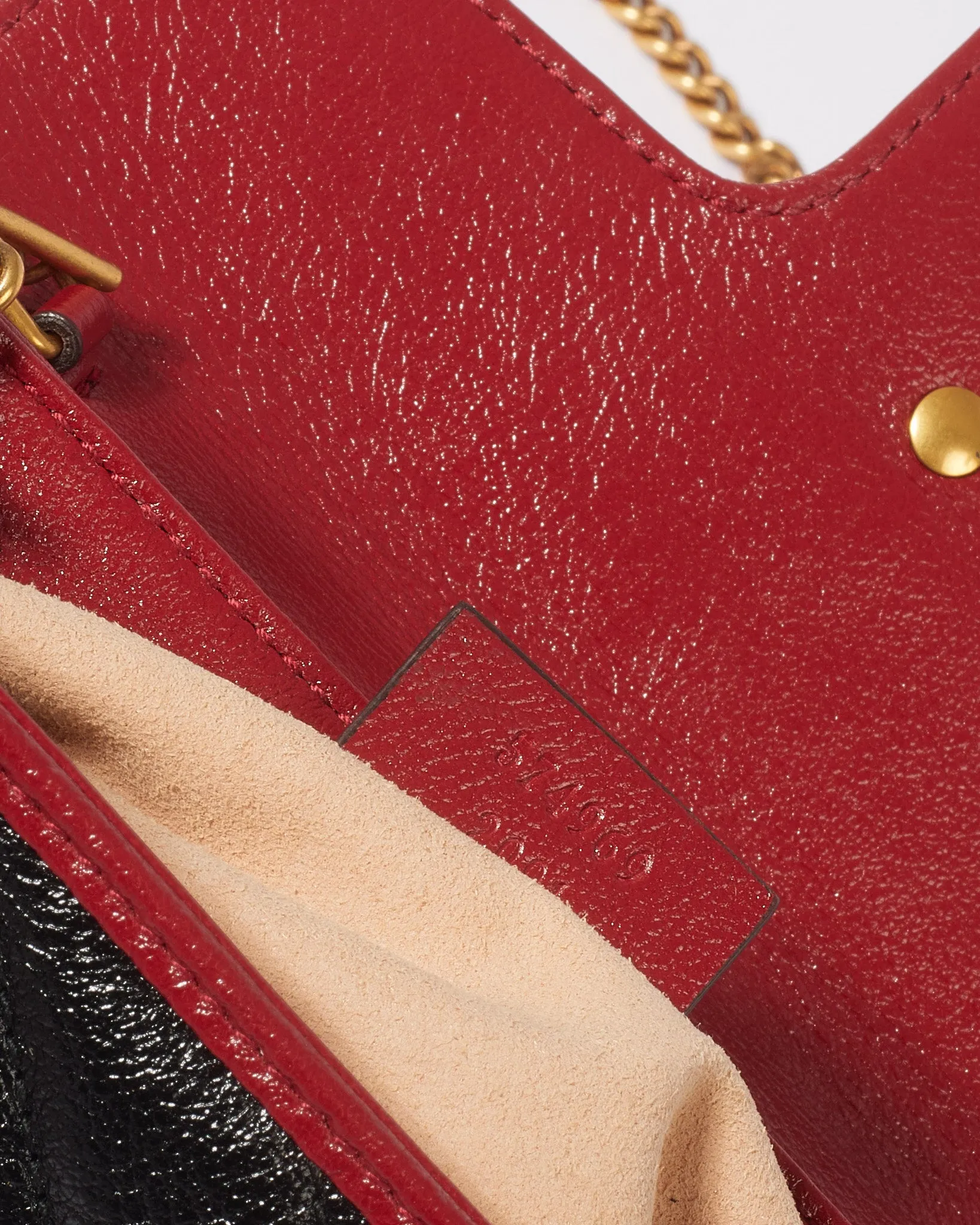 Gucci Black/Red Matelassé Diagonal Leather Torchon GG Marmont Super Mini Bag