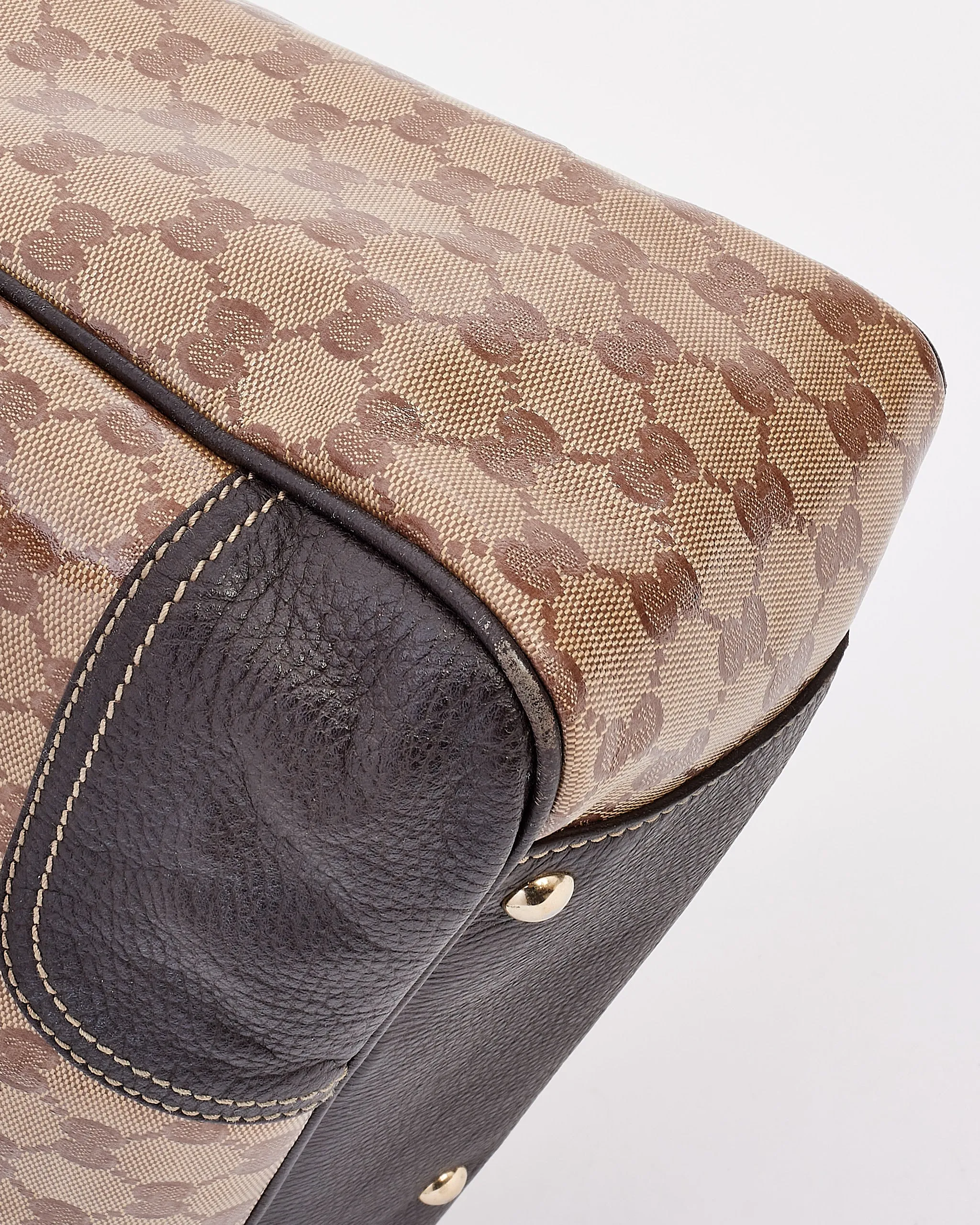 Gucci Brown GG Supreme Canvas Large Crystal Tote
