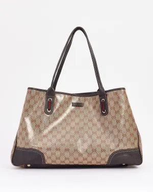 Gucci Brown GG Supreme Canvas Large Crystal Tote