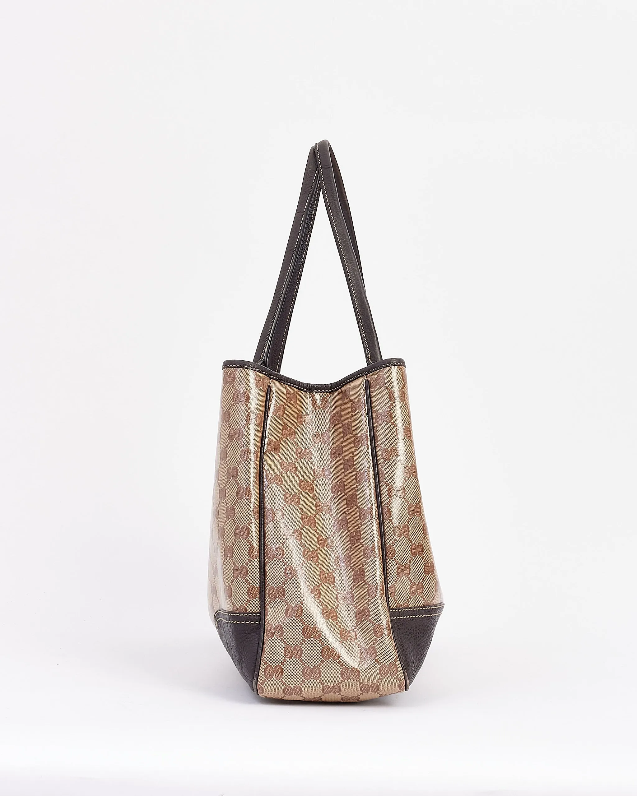 Gucci Brown GG Supreme Canvas Large Crystal Tote