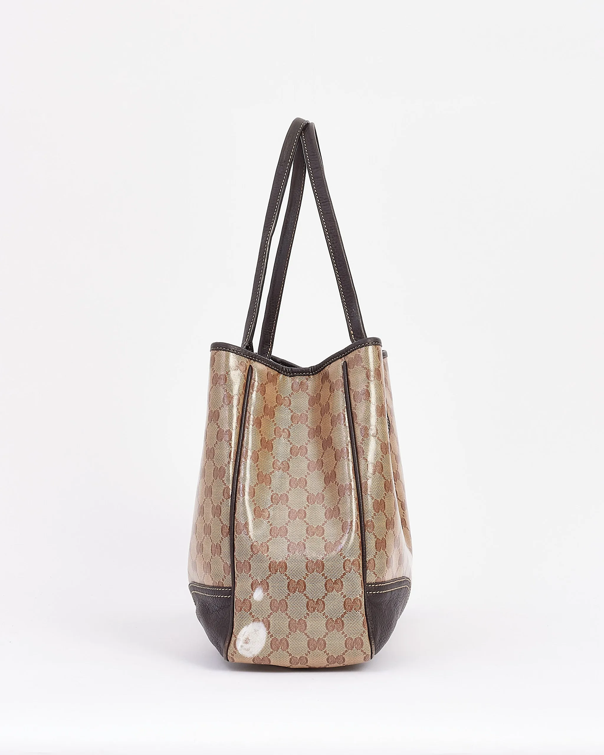 Gucci Brown GG Supreme Canvas Large Crystal Tote